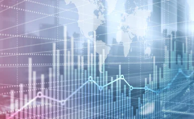 Global map digital bar graph overlay