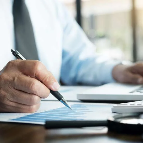 Person analyzing data reports