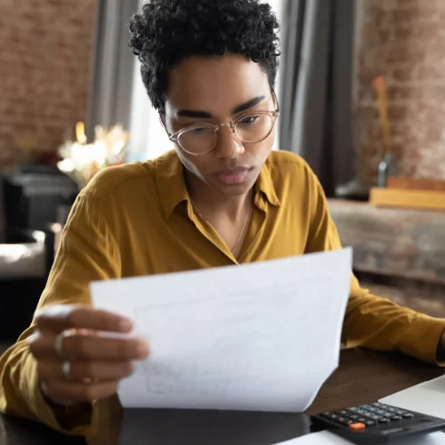 Certificate Processing Woman reviewing information