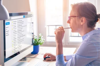 Emails woman reviewing her emails