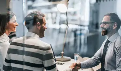 Agent and client discussing business