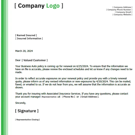 Renewal Letter Renewal Letter > Print and Mail Services