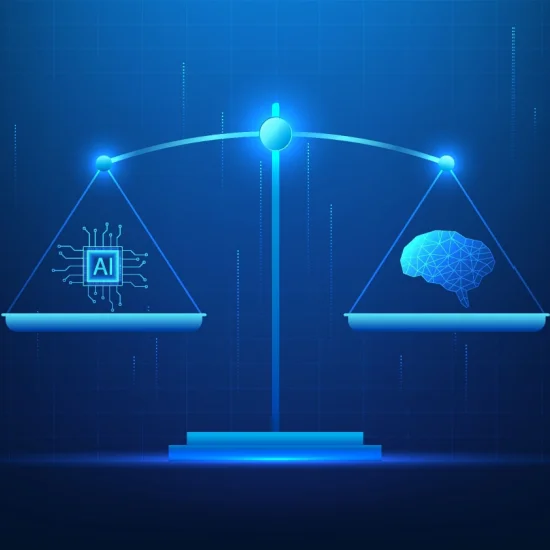 A scale balancing AI with human capabilities