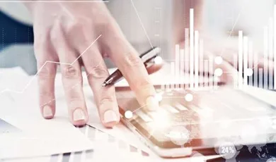 Abstract graphic showing data analysis for insurance BPO services