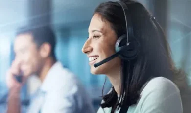 Woman working in a call center