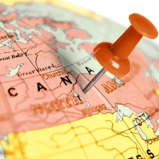 Map of Canada with Thumbtack