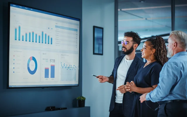 Policy Data Extract AI Colleagues reviewing data analytics
