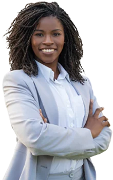 Contact Patra Now Young businesswoman smiling arms crossed