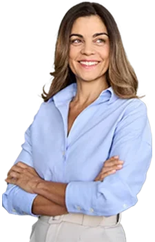 Contact Patra Now Young businesswoman smiling arms crossed