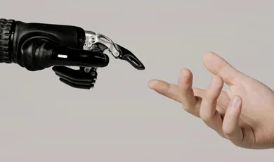 Human and Robotic Hand Making Contact