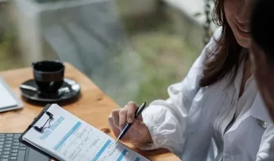 Couple reviewing insurance health forms